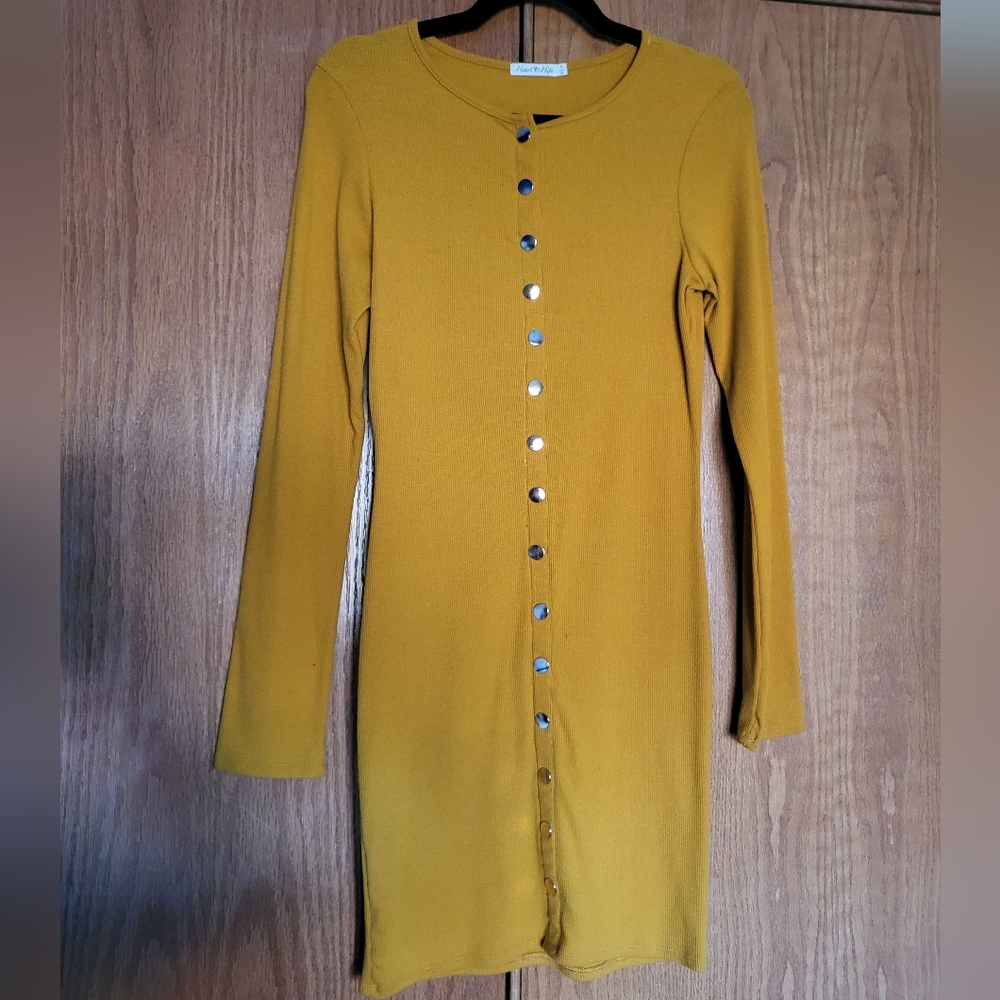 Yellow Button Down Dress Size L
